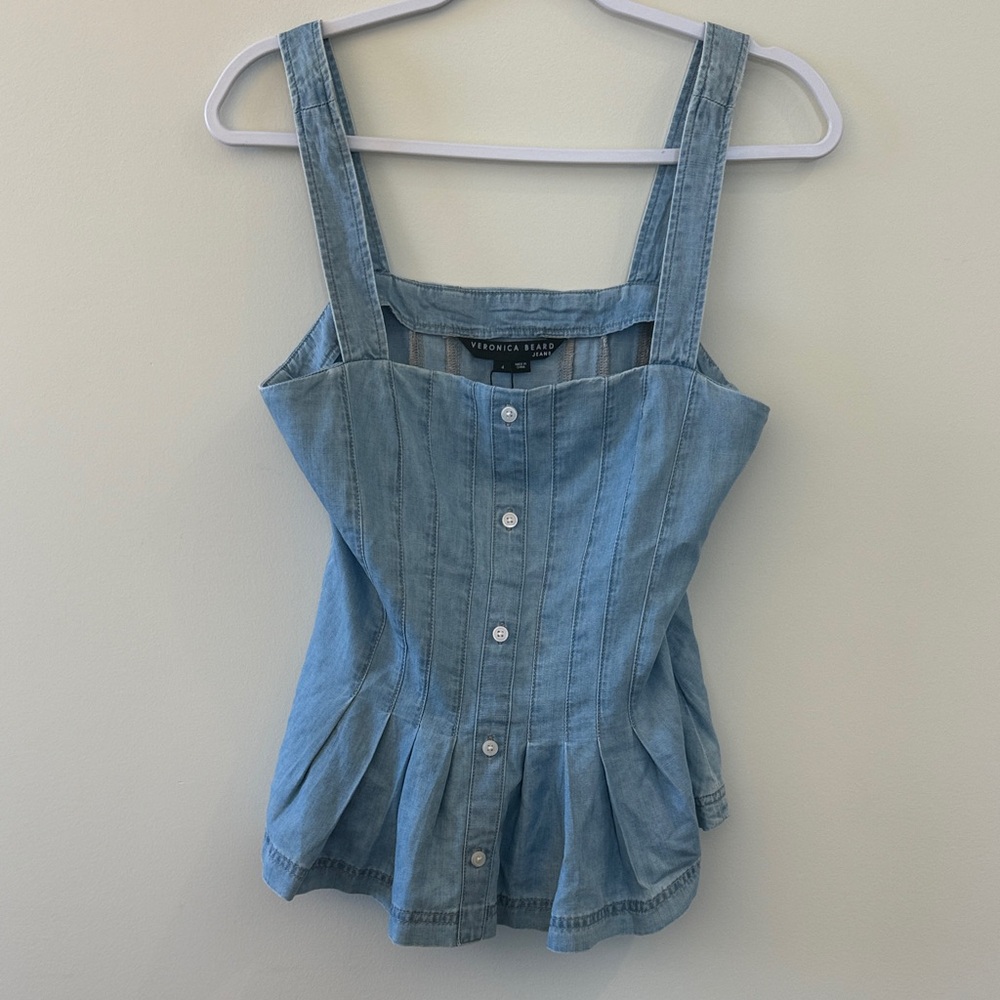 Veronica Beard Light Blue Denim Blouse